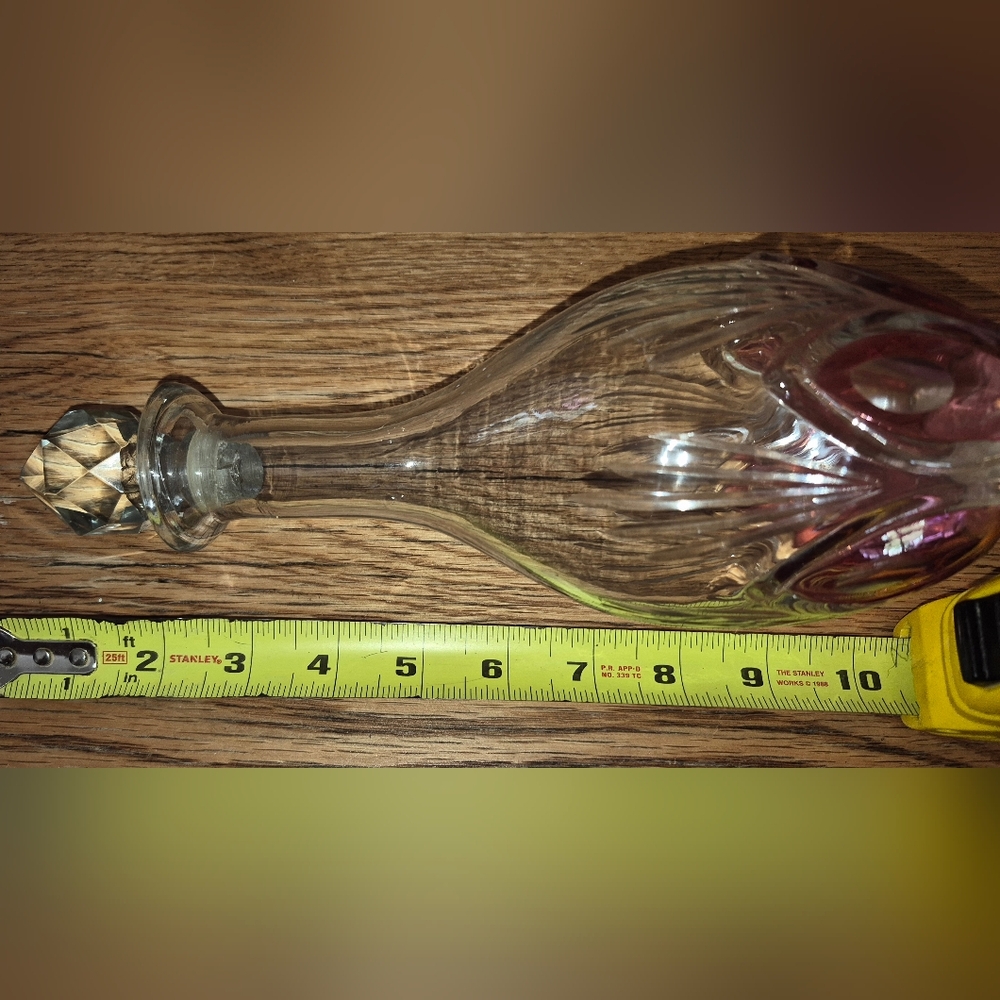 Glass Bottle W/ Red Accents  , Perfume Decanter, Aroma Oil Bottle Etc - Picture 2 of 2